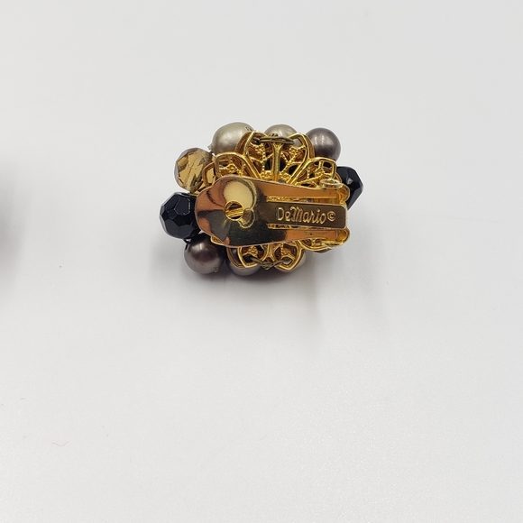 Vintage DeMario Jewelry Set MCM Black Tan Gold Pearl - Picture 14 of 16